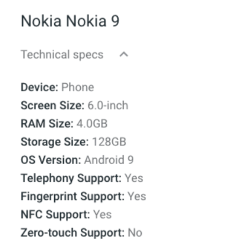 Nokia 9 details are disappointed