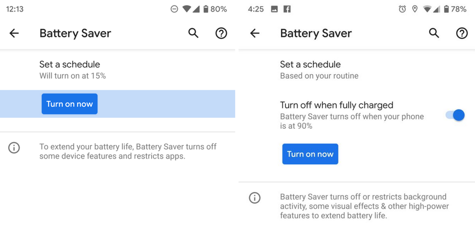 Android 10 baterie low power mode